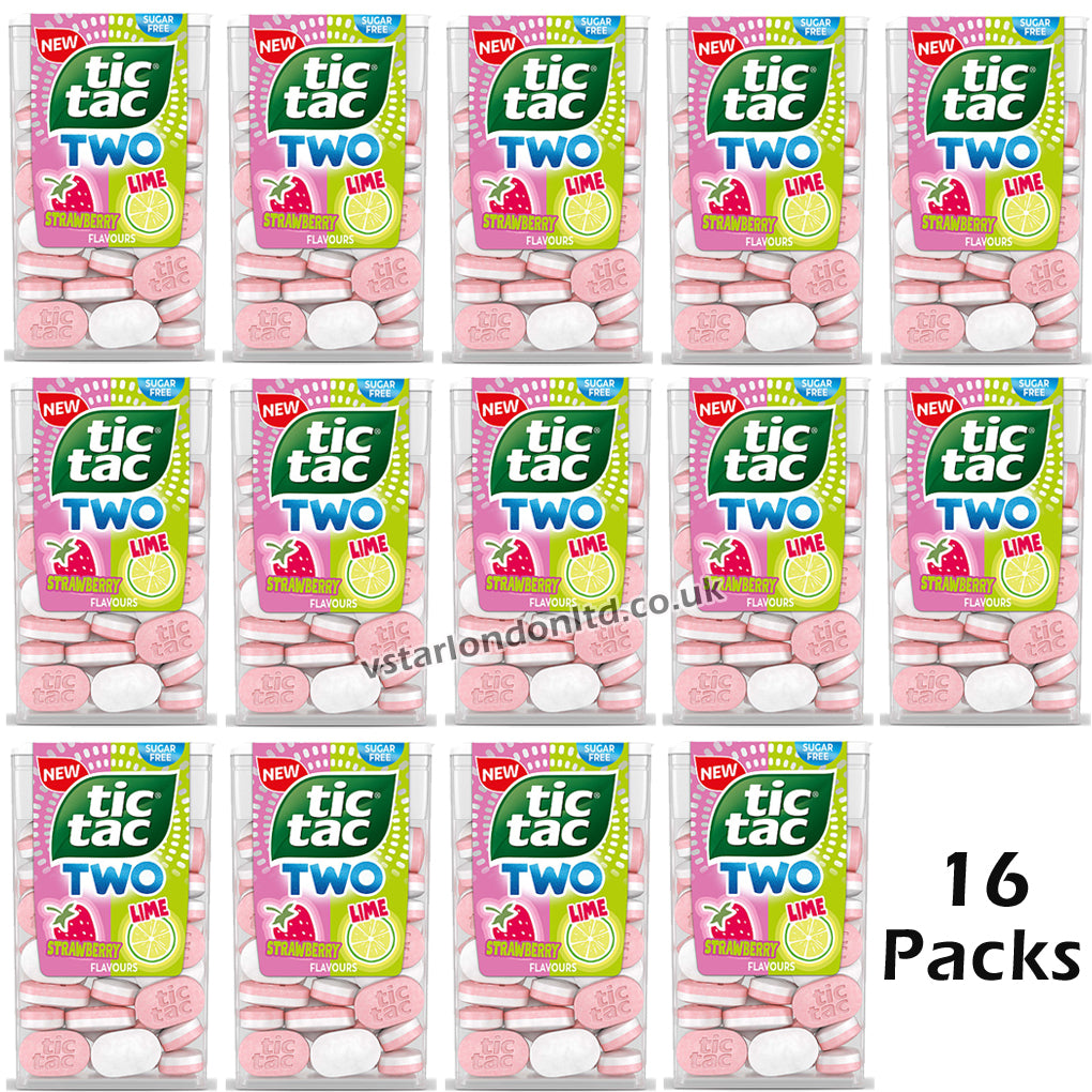 Tic Tac Two Variety Pack – Raspberry & Lemon, Spearmint, Strawberry & Lime (38g)
