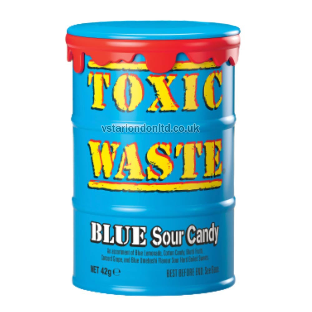 Toxic Waste Blue Sour Candy Drum 42g(Pack of 12)