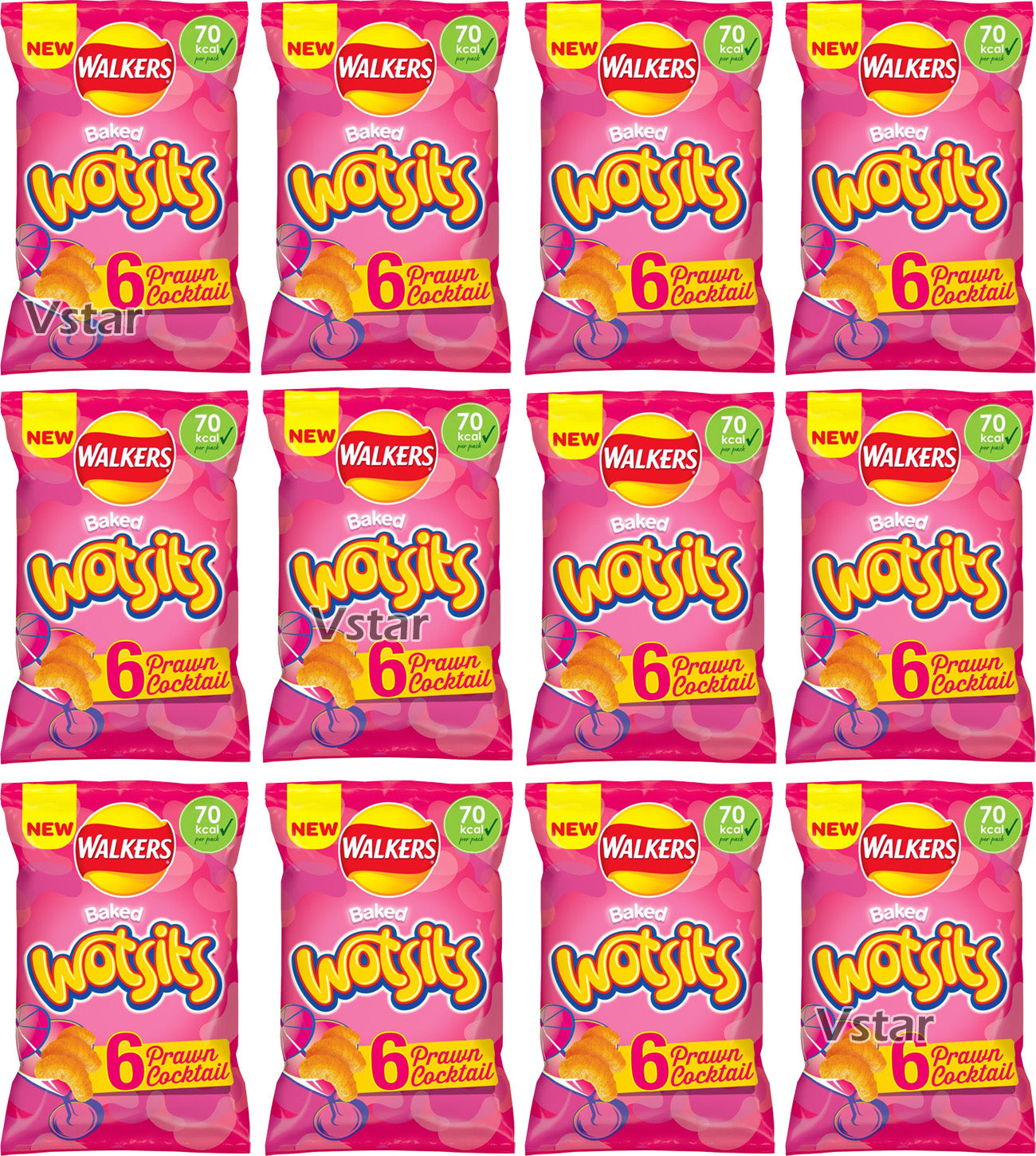 Walkers Wotsits Prawn Cocktail Multipack Crisps 12 x (6 x 13.5g)