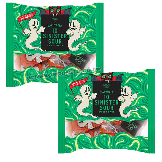 M&S Sinister Sour Sweets 300g x 2 Packs – Vegan Halloween Pumpkins Bats Ghosts