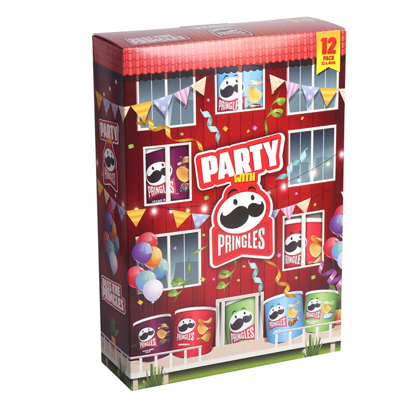 Pringles Party Pack 12 x 40g Crisps 4 Flavours Original Sour Cream Onion BBQ Salt Vinegar