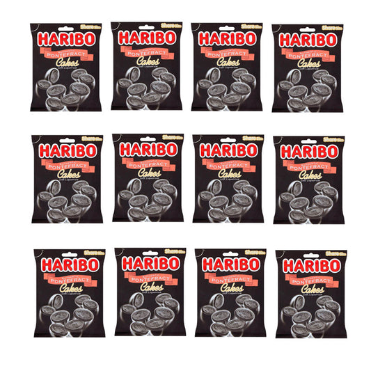 Haribo Pontefract Cakes Liquorice Sweets 160g Bag Classic Retro Liquorice Candy (Box of 12 Bags)