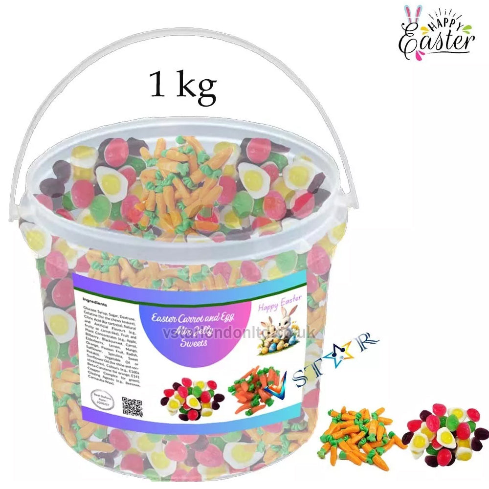 Easter Carrots Jelly & Haribo Eggs Galore Pick N Mix 1kg Sweets Perfect Gift Tub