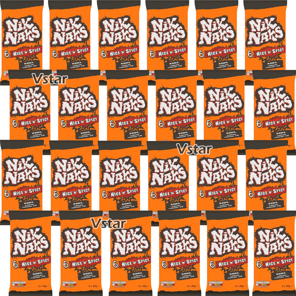 Nik Naks Nice & Spicy Corn Snacks 24 x (6 x 20g Bags)
