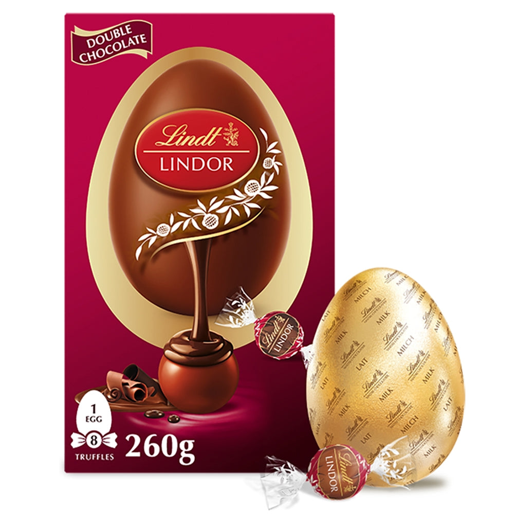 Lindt Lindor Milk Chocolate Egg With Lindor Double Chocolate Truffles 260g