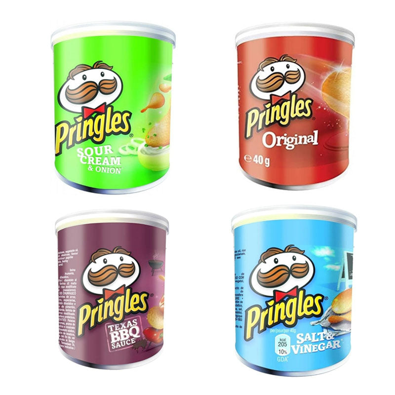 Pringles Party Pack 12 x 40g Crisps 4 Flavours Original Sour Cream Onion BBQ Salt Vinegar