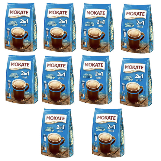 Mokate 2 In 1 Classic Instant Coffee Mix (10 x 14g) Sachets Creamy Coffee Drink (Box of 10 packs)