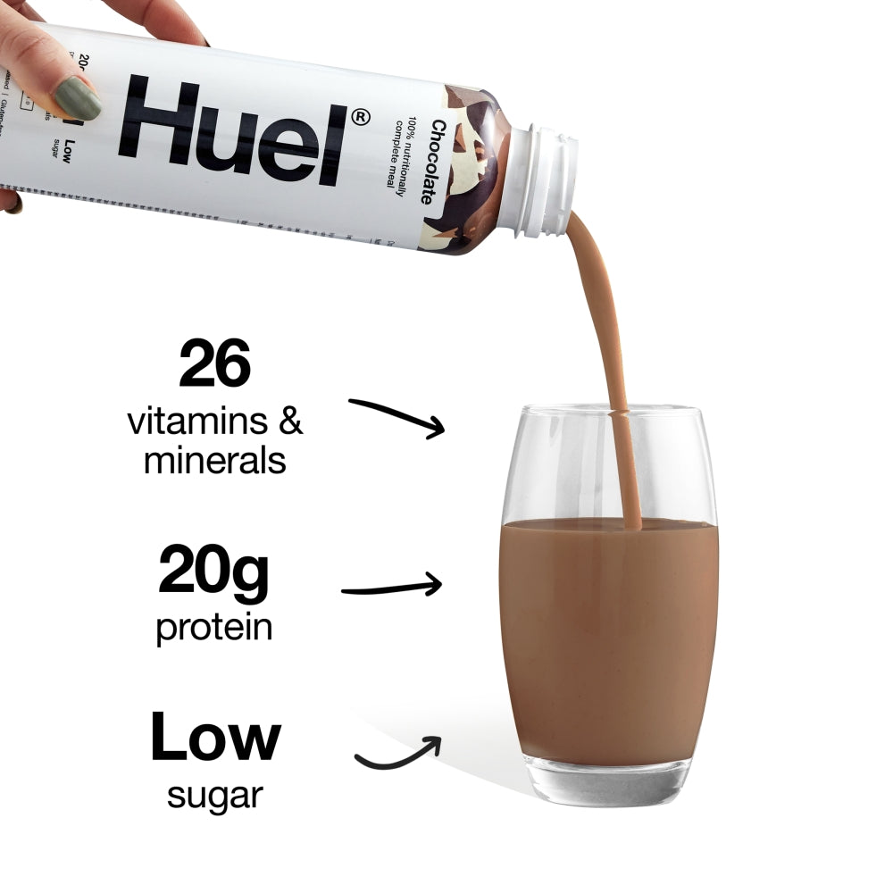 Huel Chocolate Flavour Ready-To-Drink Complete Meal Bottles 8 x 500ml