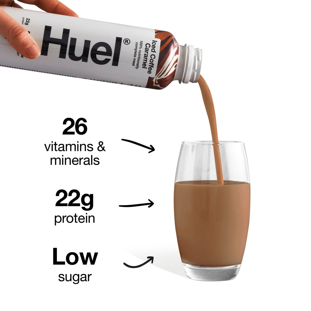 Huel Iced Coffee Caramel Flavour Ready-To-Drink Complete Meal Bottle 8 x 500ml