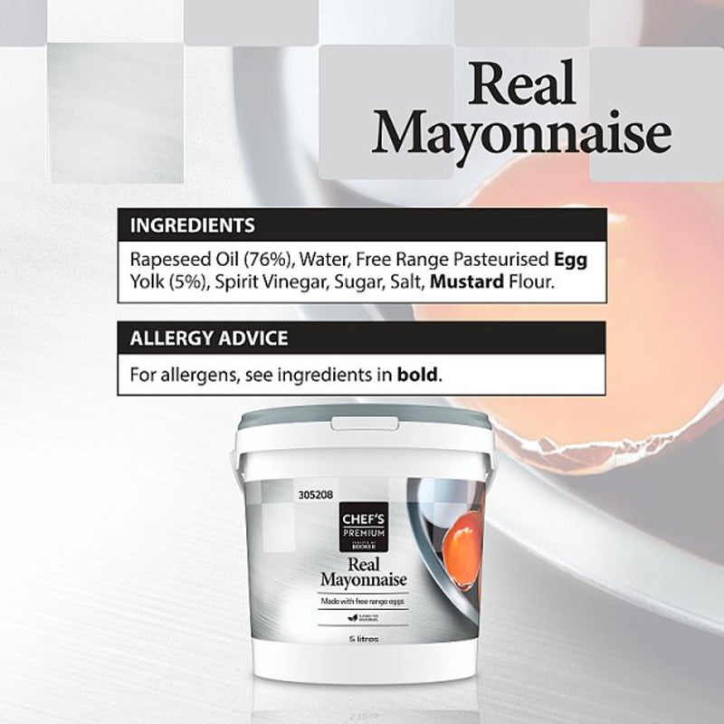 Chef's Premium Real Mayonnaise 5L Free Range Eggs Vegetarian