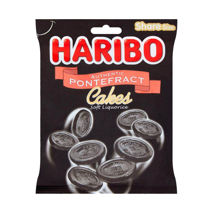Haribo Pontefract Cakes Liquorice Sweets 160g Bag Classic Retro Liquorice Candy (Box of 12 Bags)