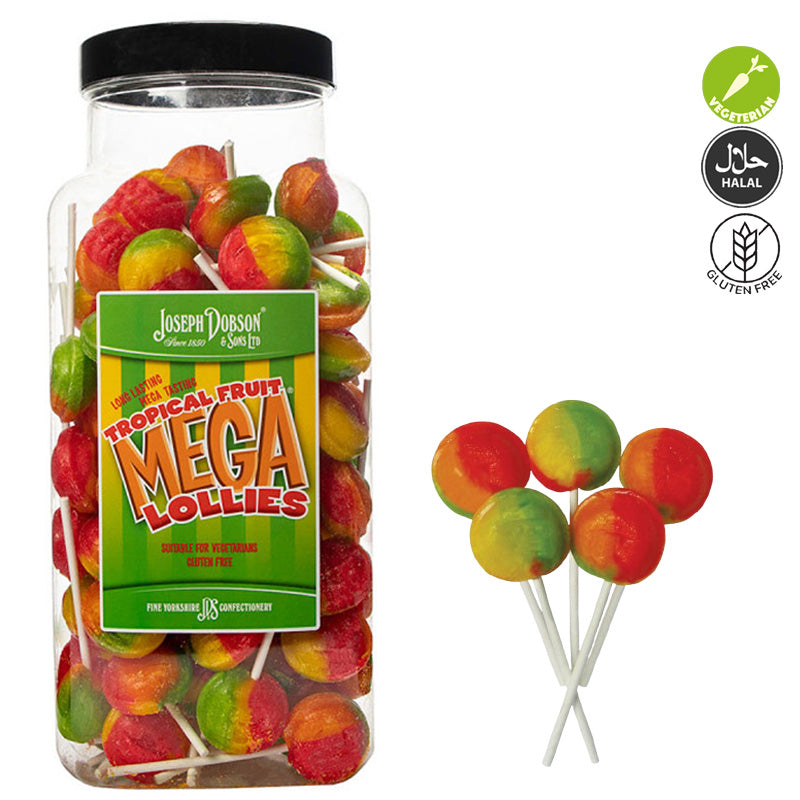 Dobsons Mega Lollies Jar 1.9kg Fruity Flavour Sweets Bulk Jar