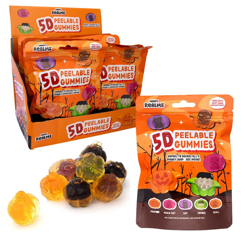 Candy Realms 5D Peelable Halloween Gummies 60g Fruit Jelly Sweets (Box of 12 Packs)