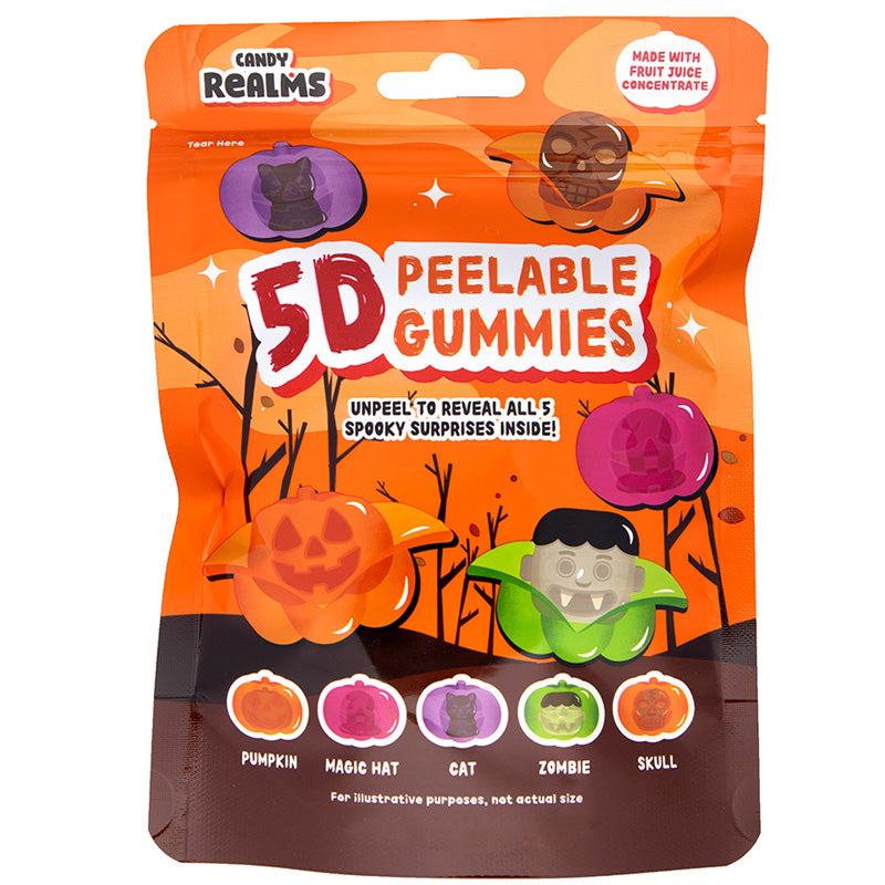 Candy Realms 5D Peelable Halloween Gummies 60g Fruit Jelly Sweets (Box of 12 Packs)