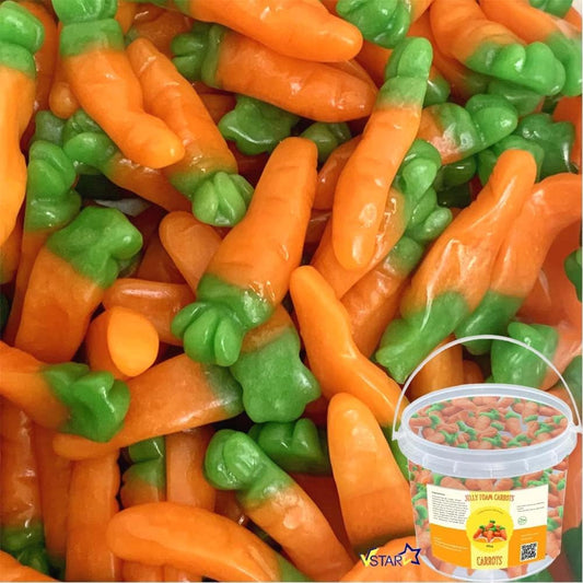 Jelly Foam Carrot Sweets – Orange Flavour Easter Treats in Gift Tub 1kg