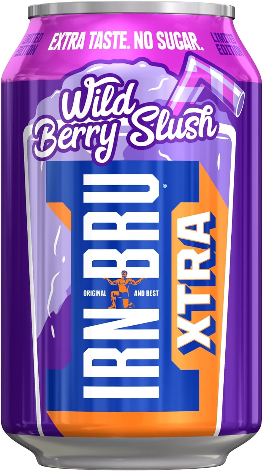 Irn-Bru Wild Berry Slush Xtra Fizzy Drink 24 x 330ml Cans