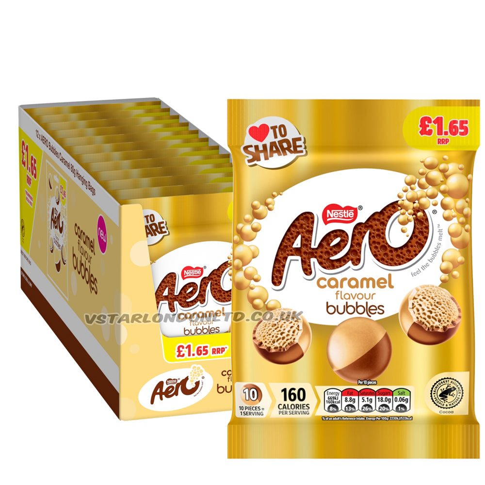 Aero Bubbles Caramel Flavour Chocolate Sharing Bag 80g PMP (Box of 12)