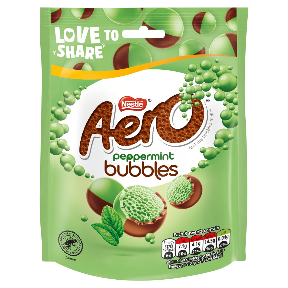 Aero Bubbles Peppermint Sharing Bag 92g (Box of 8)