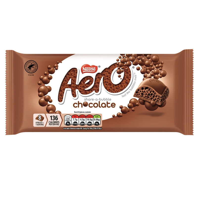 Nestle Aero Milk Chocolate Sharing Bar 90g Bubbly Chocolate 15 Bars Multipack