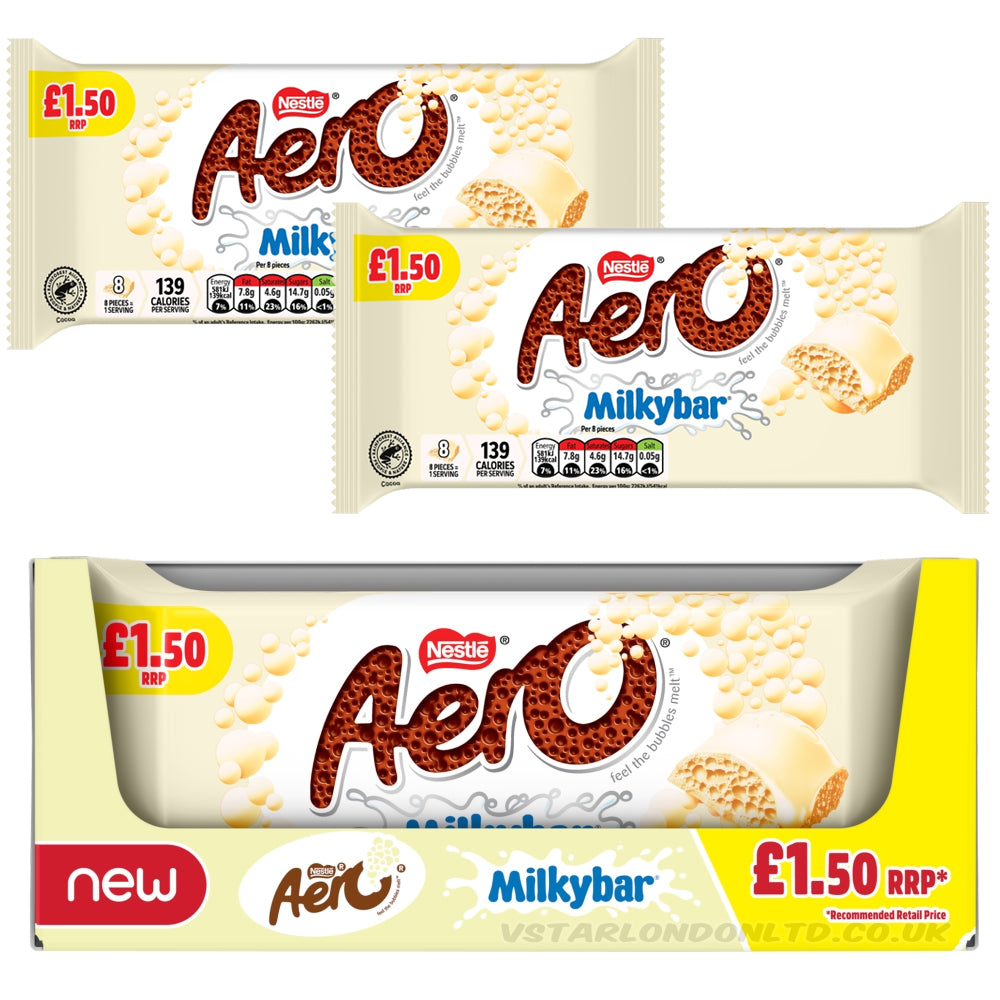 Aero Milkybar White Chocolate Sharing Bar PMP 90g (Box of 15)