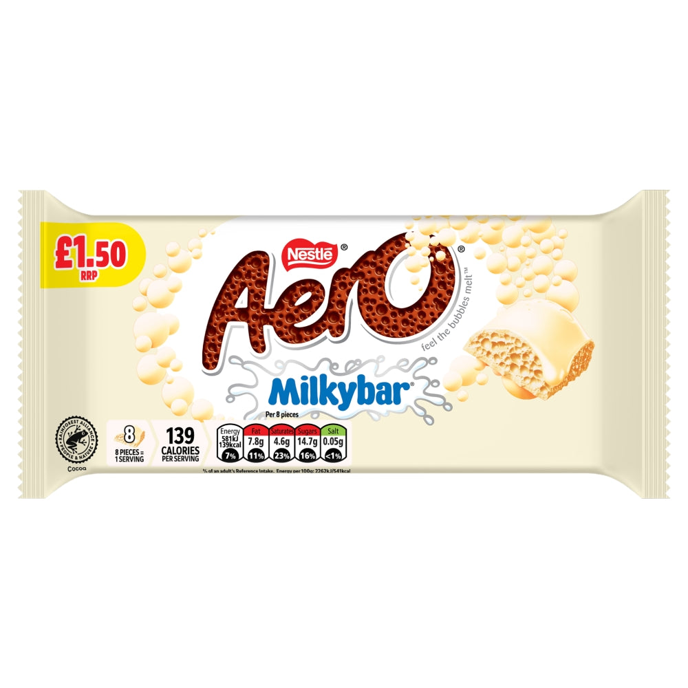 Aero Milkybar White Chocolate Sharing Bar PMP 90g (Box of 15)
