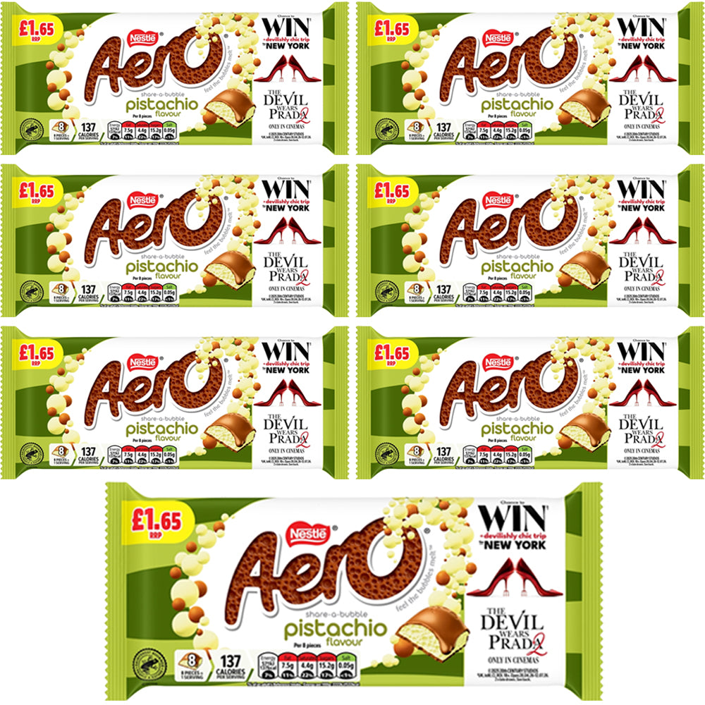 Aero Pistachio Milk Chocolate Sharing Bar 90g PMP (7 & 15 Bars)
