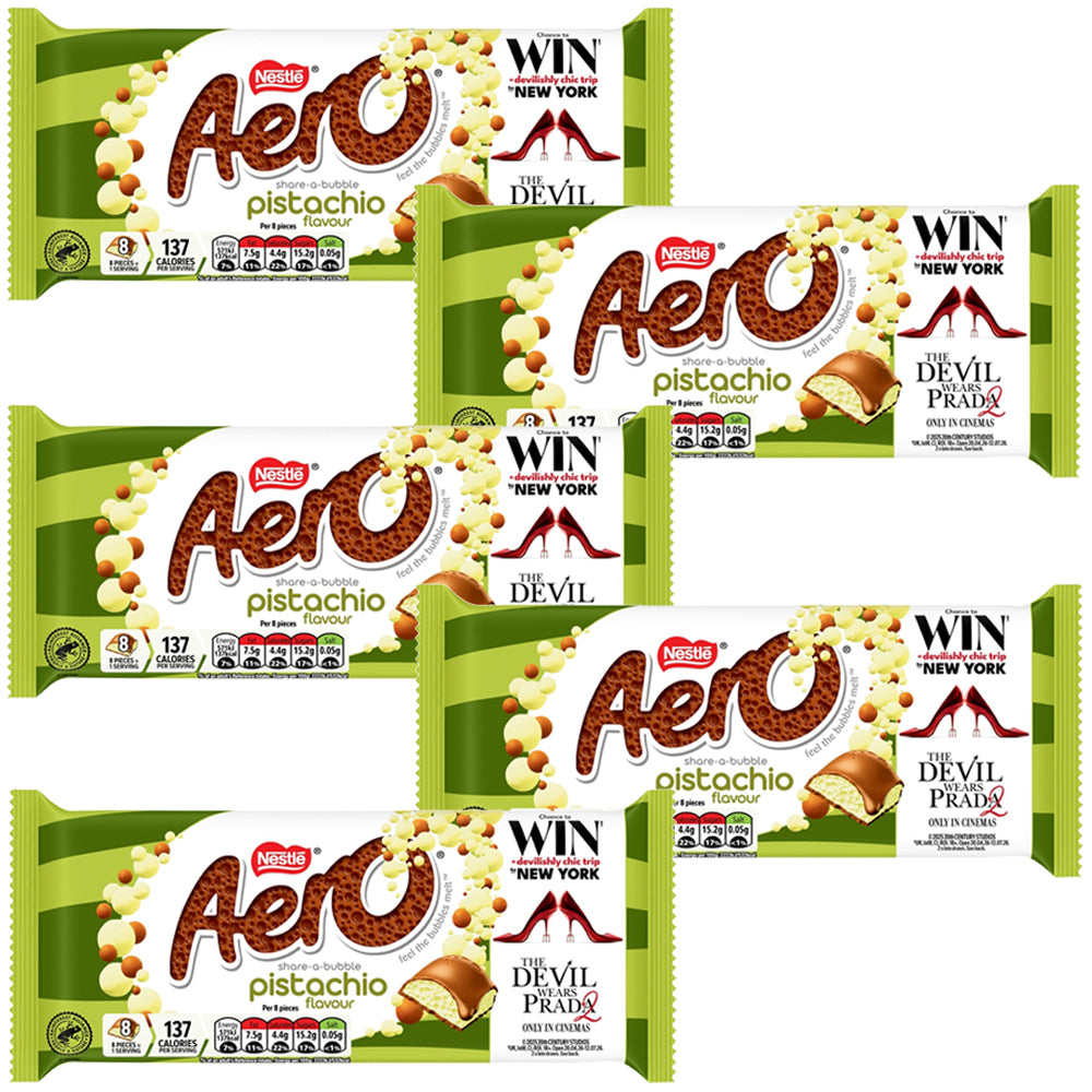 Aero Pistachio Flavour Milk Chocolate Sharing Bar 90g (5, 10 & 15 Bars)