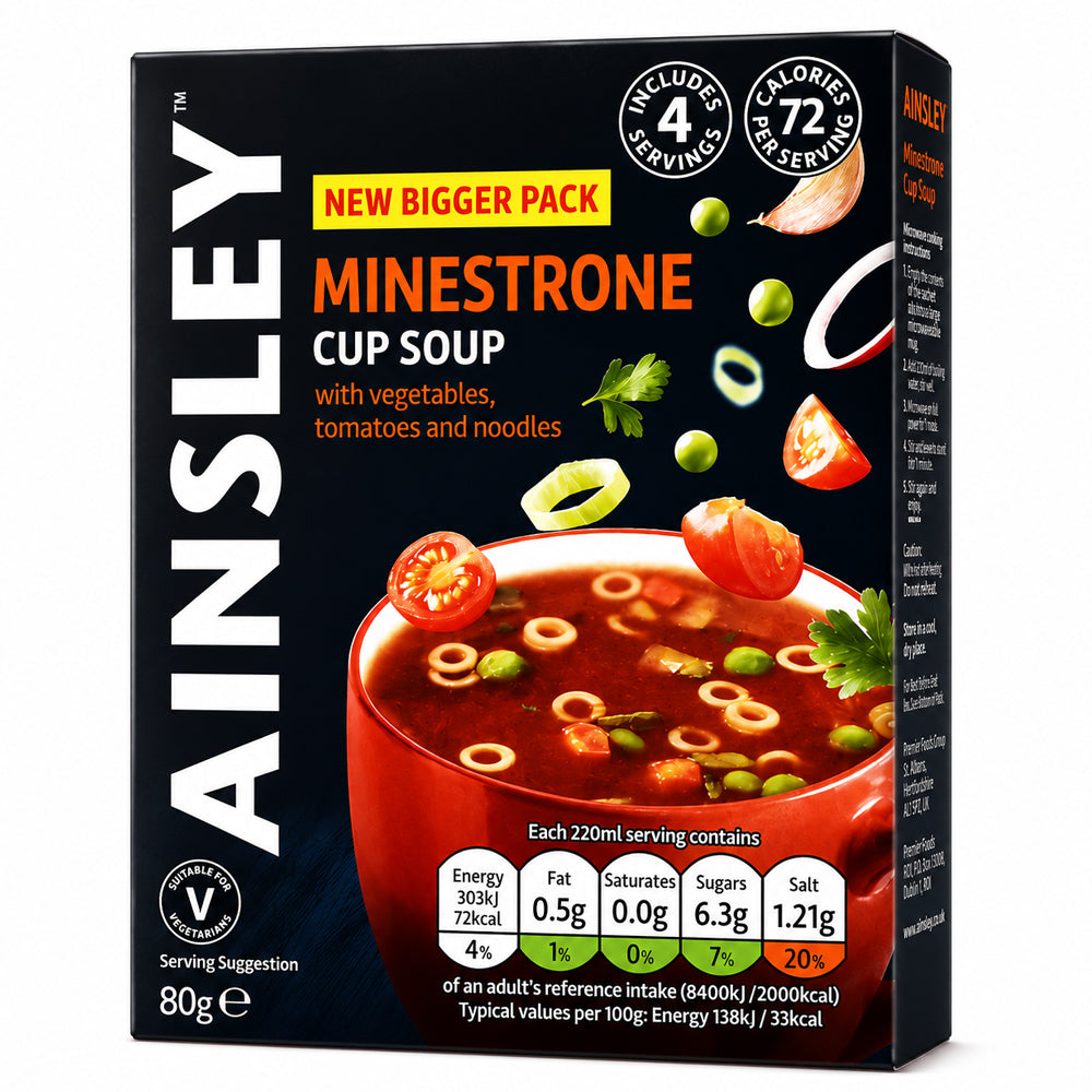 Ainsley Harriott Minestrone Cup Soup 4 Pack (Case of 8)