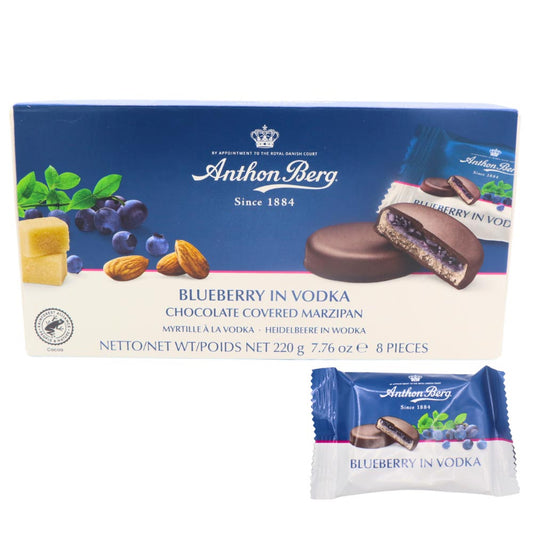 Anthon Berg Blueberry in Vodka Chocolate Covered Marzipan Bar 220g
