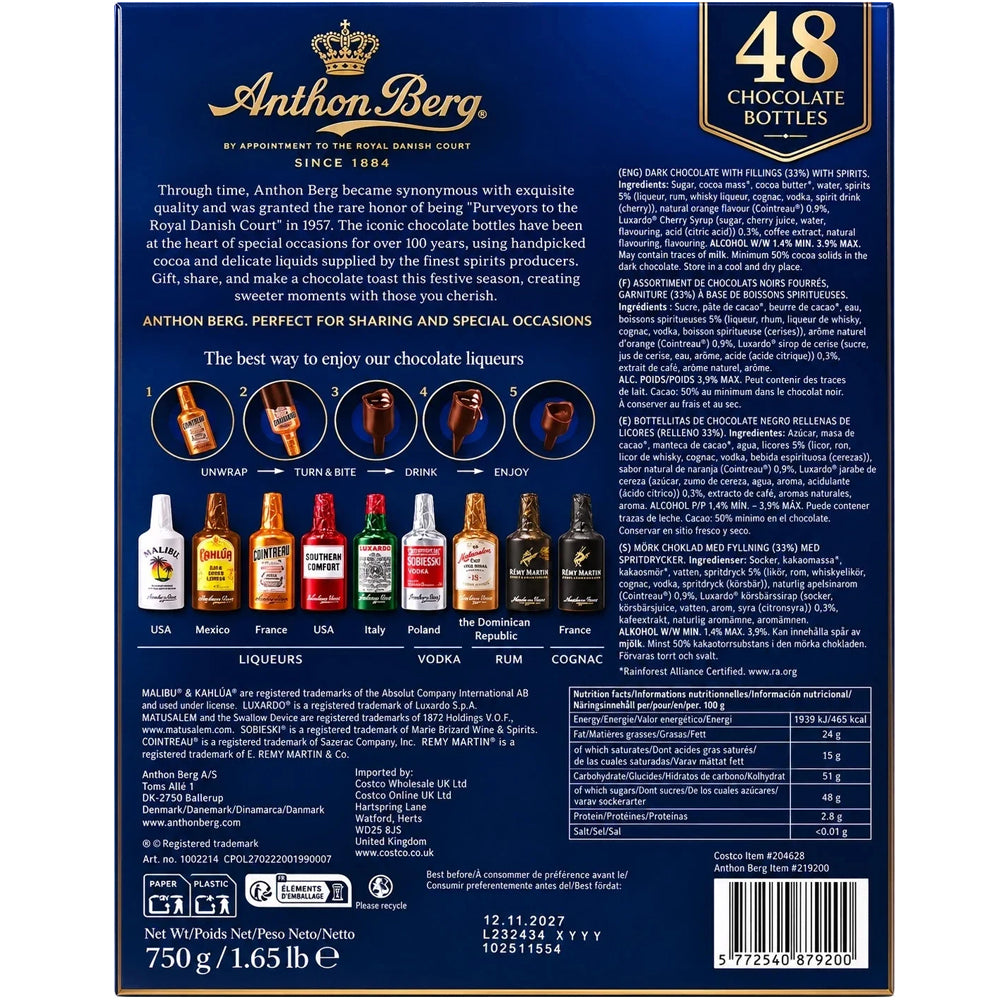 Anthon Berg Chocolate Liqueurs 48 Pieces 750g