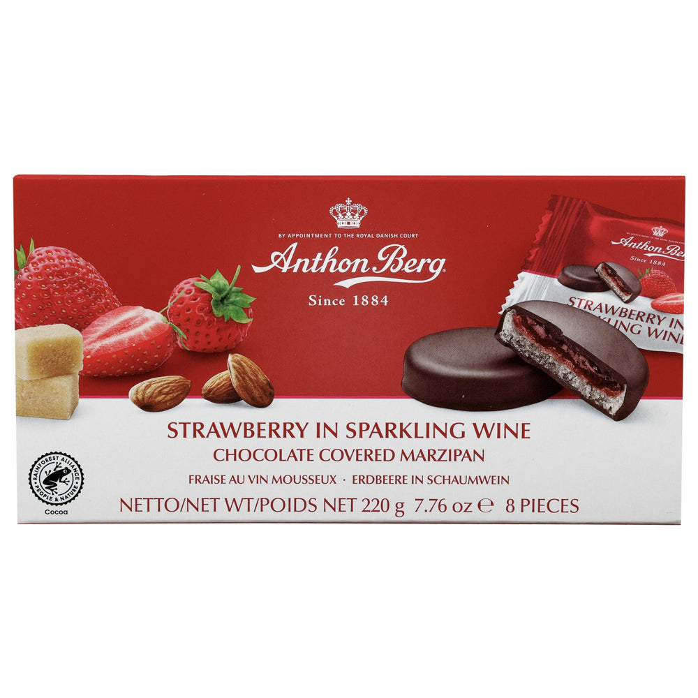 Anthon Berg Strawberry in Sparkling Wine Chocolate Covered Marzipan 220g