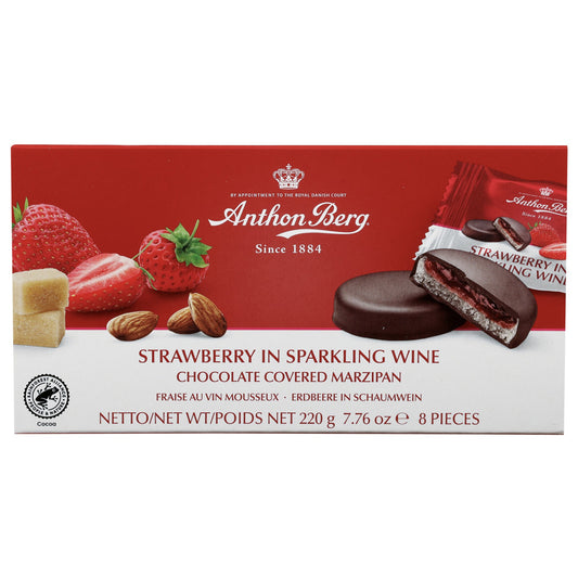 Anthon Berg Strawberry in Sparkling Wine Chocolate Covered Marzipan 220g