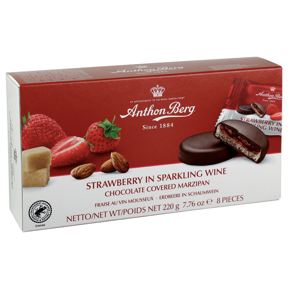 Anthon Berg Strawberry in Sparkling Wine Chocolate Covered Marzipan 220g