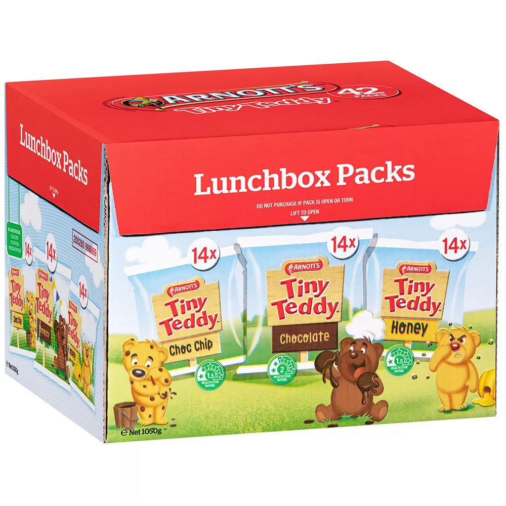 Arnott’s Tiny Teddy Biscuits Variety Pack 1050g – Choc Chip, Chocolate & Honey
