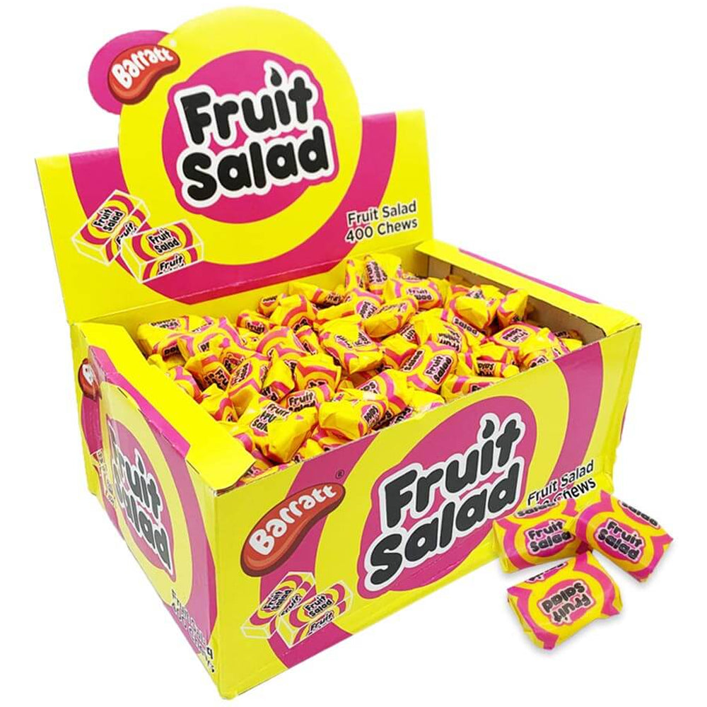 Barratt Fruit Salad Chews 400pc Box – Raspberry & Pineapple Retro Sweets