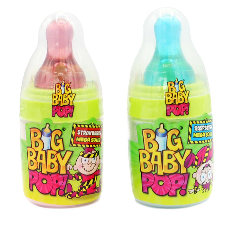 Bazooka Big Baby Pop Favourites Sour 32g x 12 Bottles Novelty Lollipops