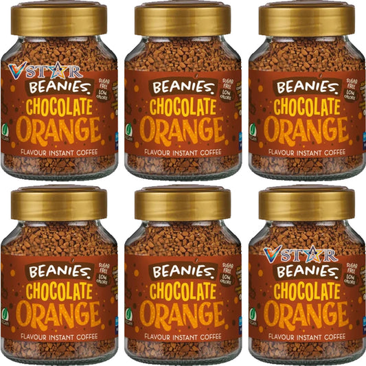 Beanies Chocolate Orange Flavoured Instant Coffee Jars 6x50g
