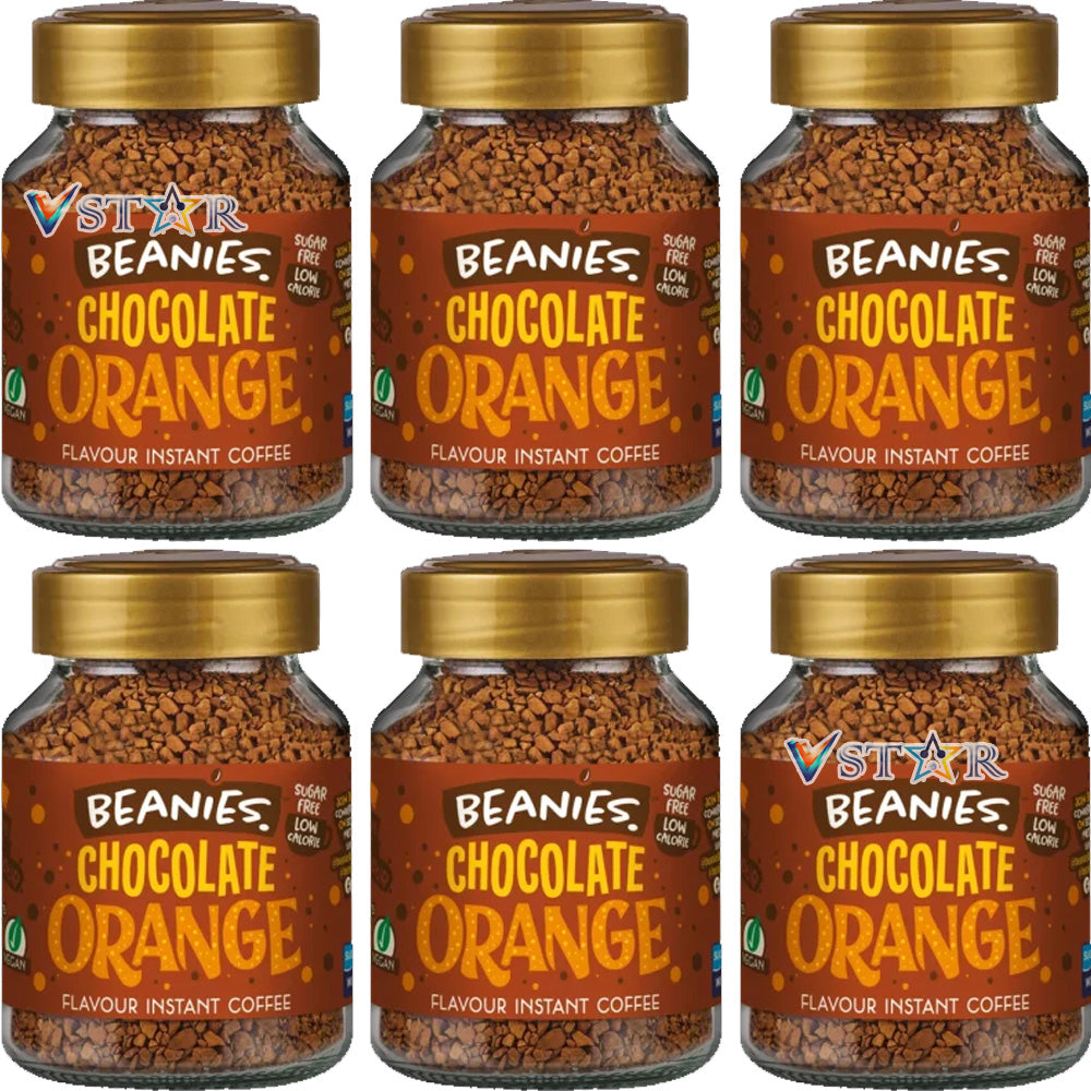 Beanies Chocolate Orange Flavoured Instant Coffee Jars 6x50g