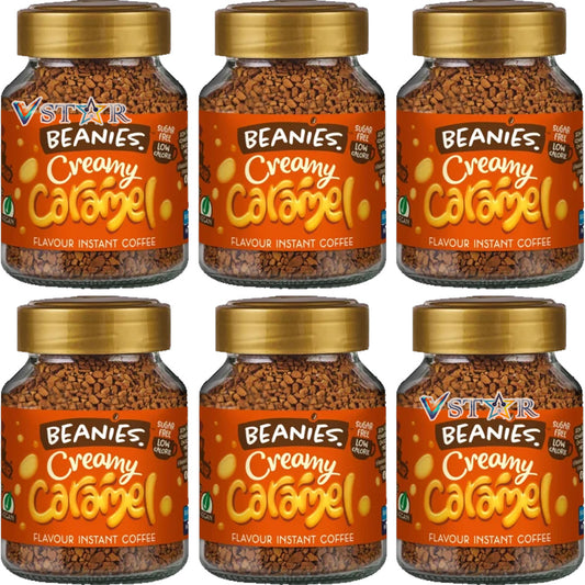 Beanies Creamy Caramel Flavoured Instant Coffee Jars 6x50g