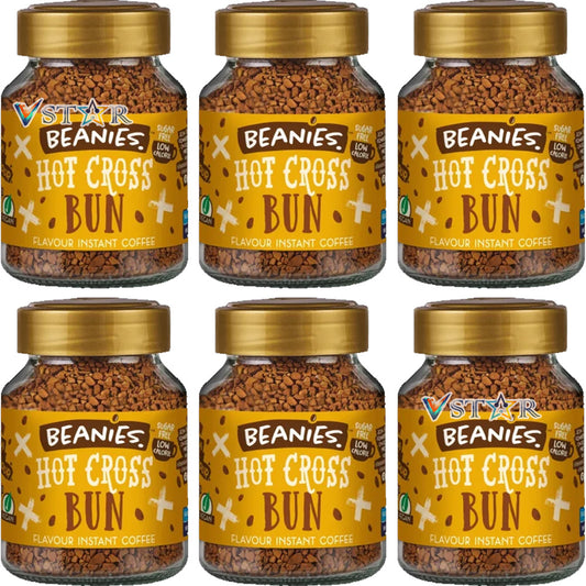 Beanies Hot Cross Bun Flavoured Instant Coffee Jars 6x50g
