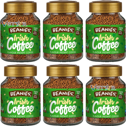 Beanies Irish Cream Flavoured Instant Coffee Jars 6x50g