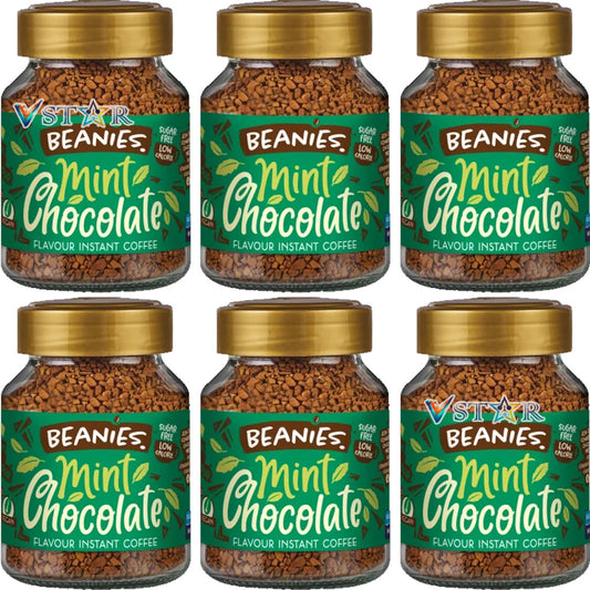 Beanies Mint Chocolate Flavoured Instant Coffee Jars 6x50g