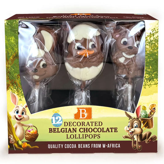 Belfine Belgian Decorated Chocolate Lollipops 12 x 35g