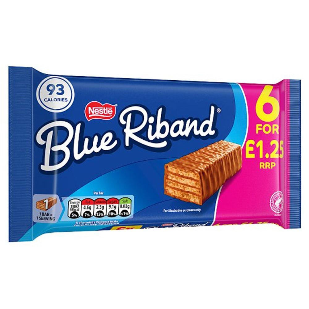 Blue Riband Wafer Biscuit Bar 6 Pack 108g PMP £1.25 (Case of 14)