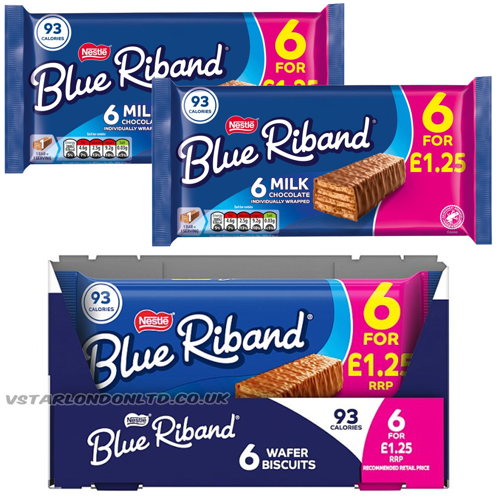 Blue Riband Wafer Biscuit Bar 6 Pack 108g PMP £1.25 (Case of 14)