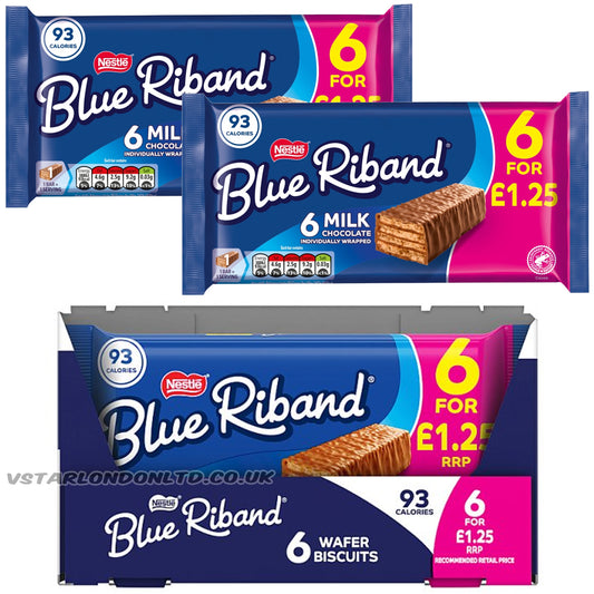 Blue Riband Wafer Biscuit Bar 6 Pack 108g PMP £1.25 (Case of 14)