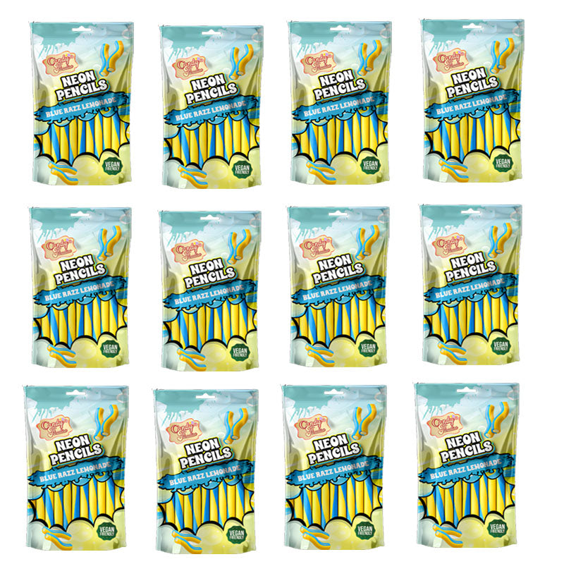 Neon Pencils Candy 130g | Strawberry, Sour & Tropical Flavours (Box of 12 Packs)