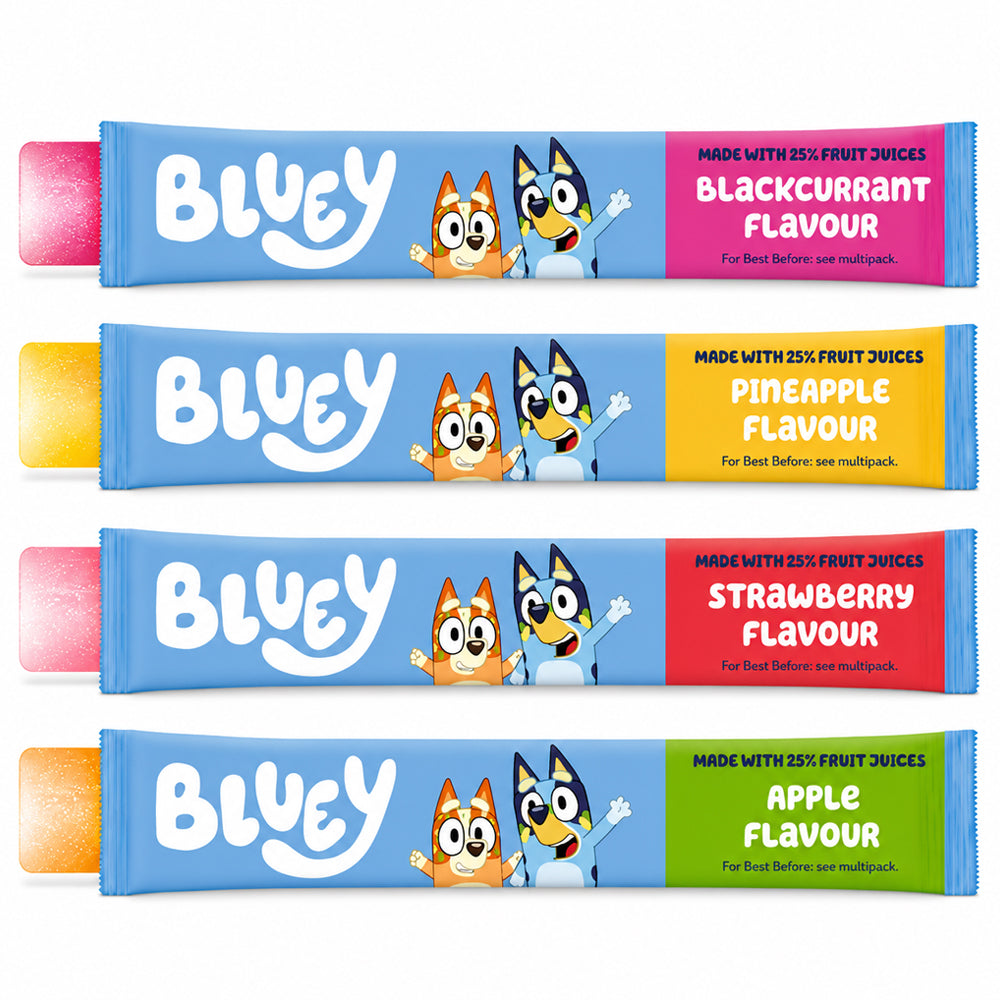 Bluey Fruit Flavoured Ice Pops (12 Pops x 45ml) Freezable Frozen Treats (Box of 8)