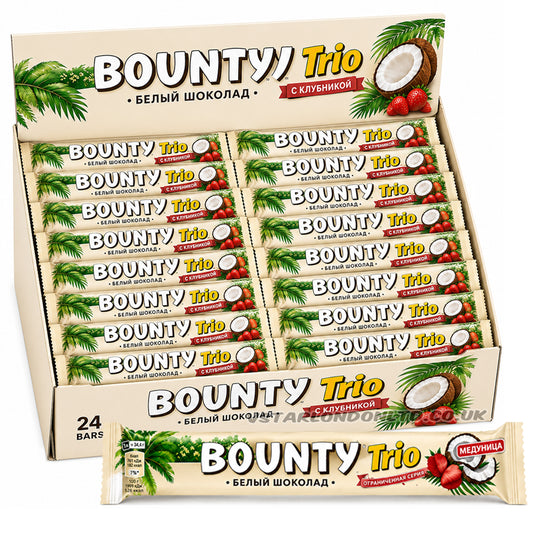 Bounty Trio Strawberry Chocolate Bar with Coconut & Strawberries 78g (12 & 24 Bars)