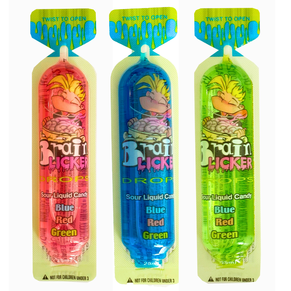 Brain Licker Drops Tubes Sour Liquid Candy 25ml (30 Tubes)